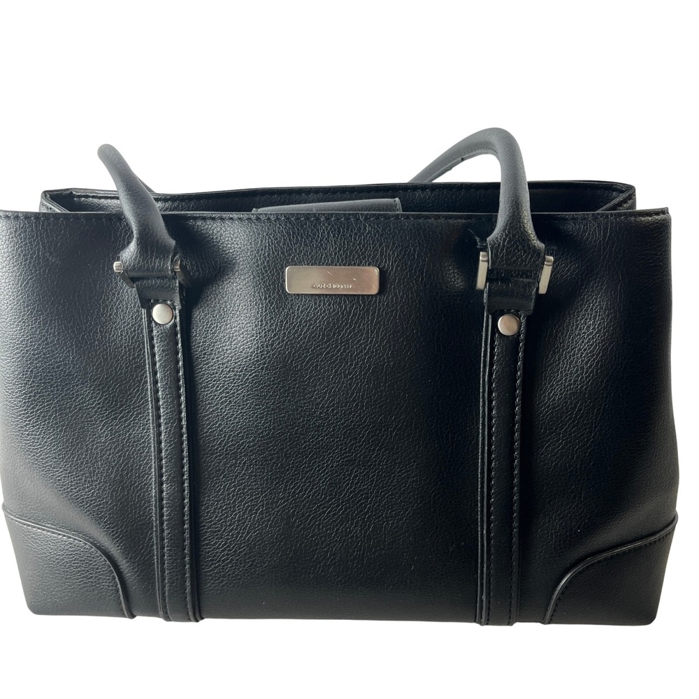 Liz Claiborne Black Pebbled Faux Leather Work‎ Tote Shoulder Bag - Picture 14 of 14